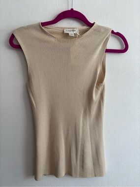 Calvin Klein Cream Silk Tank Top